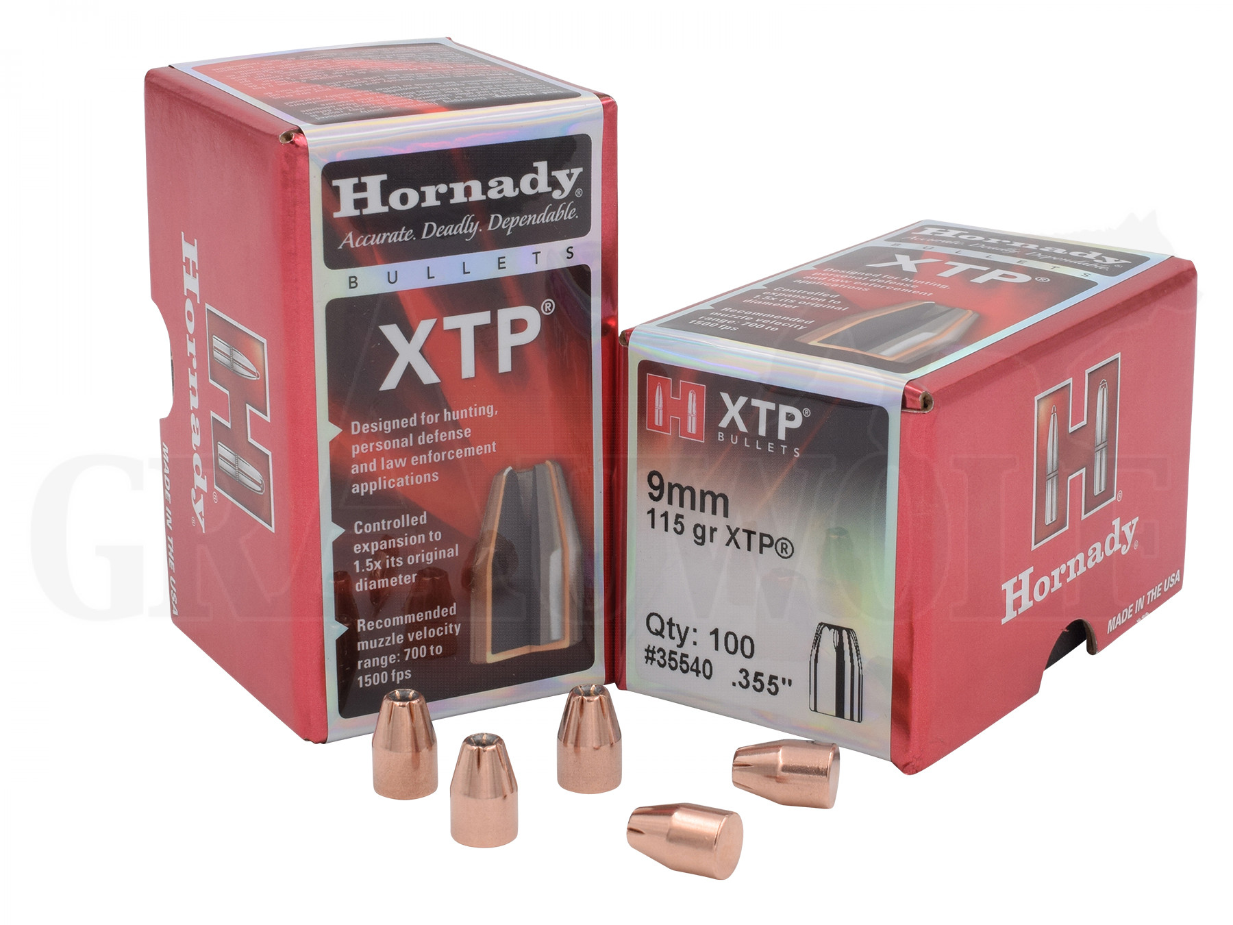 355 9 mm 115 gr 7 5 g Hornady HP XTP Geschosse 100 Stück